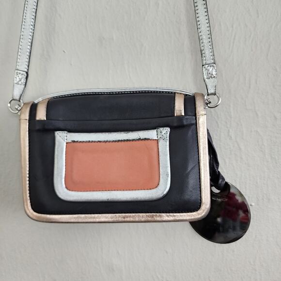 Pierre Hardy Alpha Crossbody Bag Black Lamb Leather Silver Pink Metallic Clutch - Picture 13 of 13